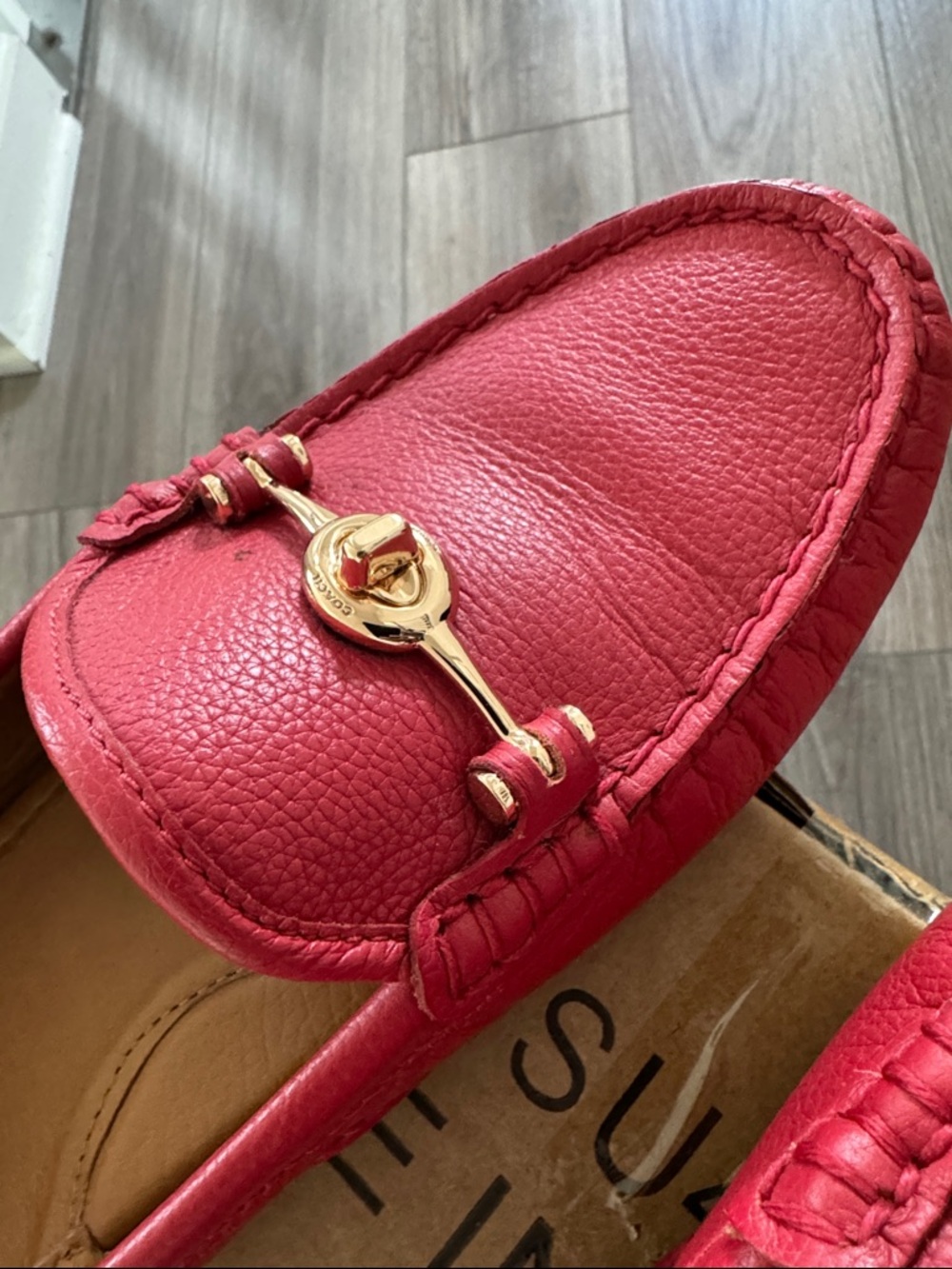 Coach Pink Leather Horsebit Loafers - Picture 3 of 5